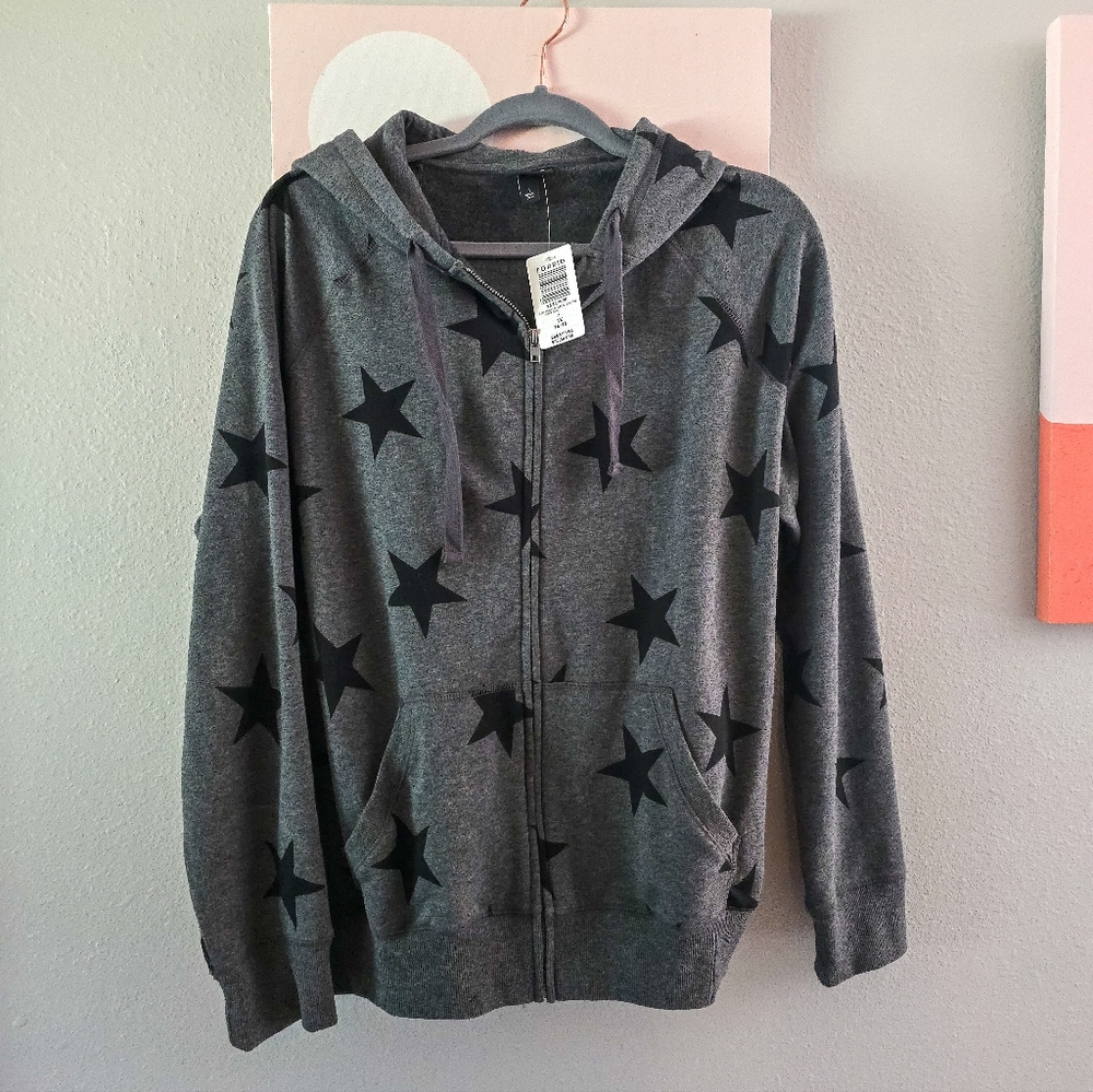 1 / 1X / 14-16 TORRID Grey Stars Fleece Zip-up Hoodie - 2021 Season